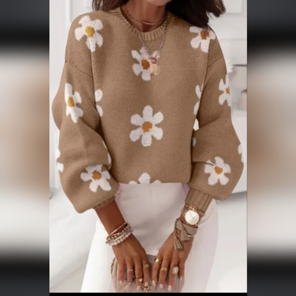 SHEIN Tween Girl Star Pattern Drop Shoulder Sweater